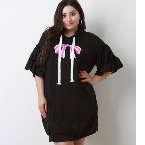 2x New Plus Size Ribbon Hoodie top Dress - Picture 7 of 7